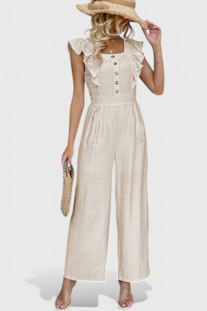 Amahle Linen Set with Ruffled Sleeves and High Waisted Design – women&