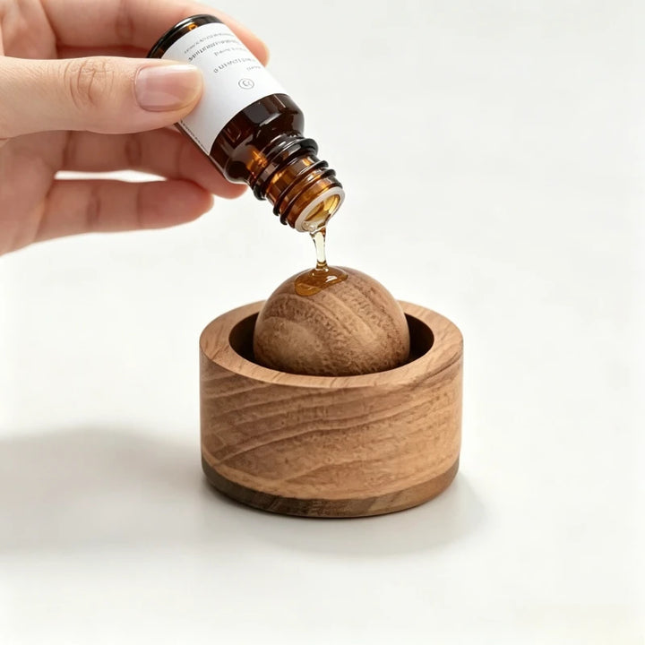 Adding essential oil to the Aroma wooden diffuser