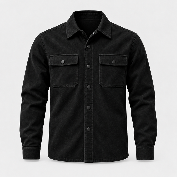 Ashton Suede Overshirt - Midnight Black