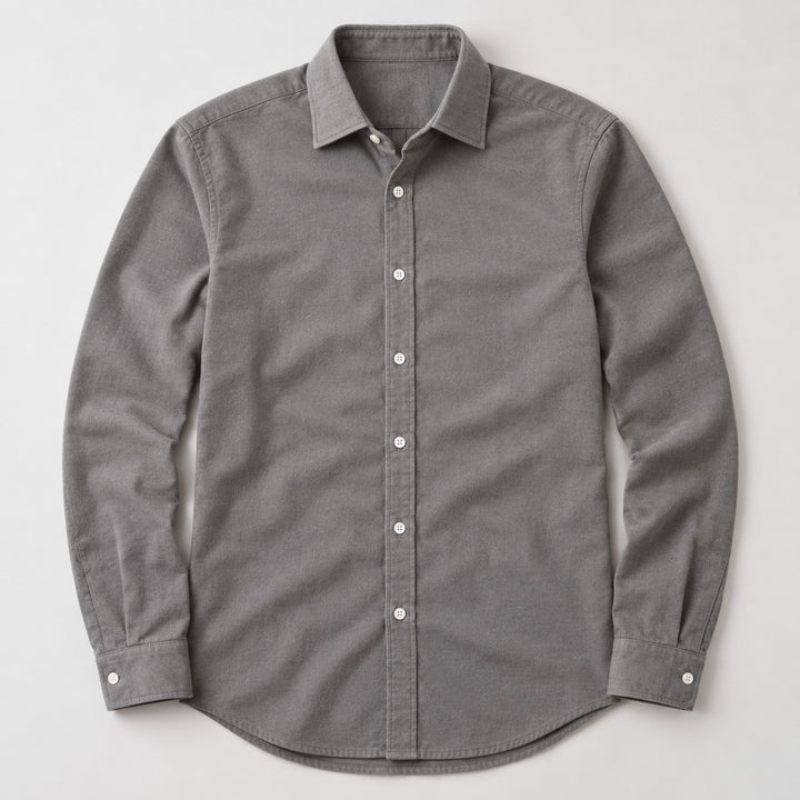 Bergamo Brushed Cotton Shirt - Stone Gray
