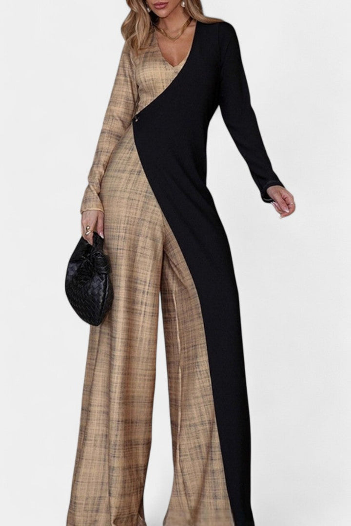 Chic Colorblock Wide Leg Jumpsuit – women&
