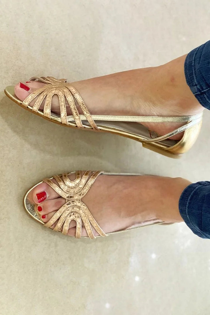 Eleonora Lightweight Golden Sandals for Summer, view 2