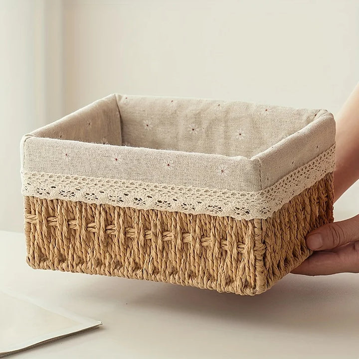 Lago handwoven rattan basket with greenery