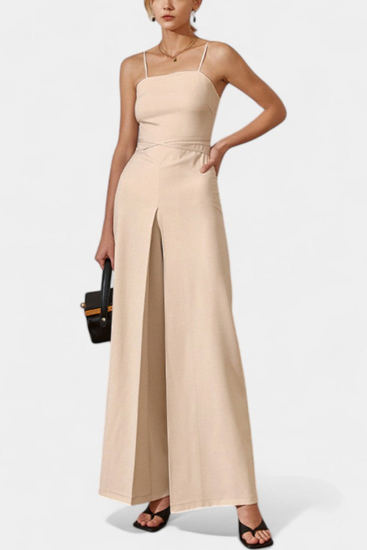 Lindsey Strapless Wide Leg Jumpsuit with Tied Waist – women&