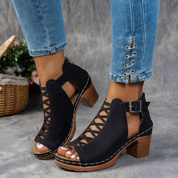 Nessa Lattice Heel Sandals – women&