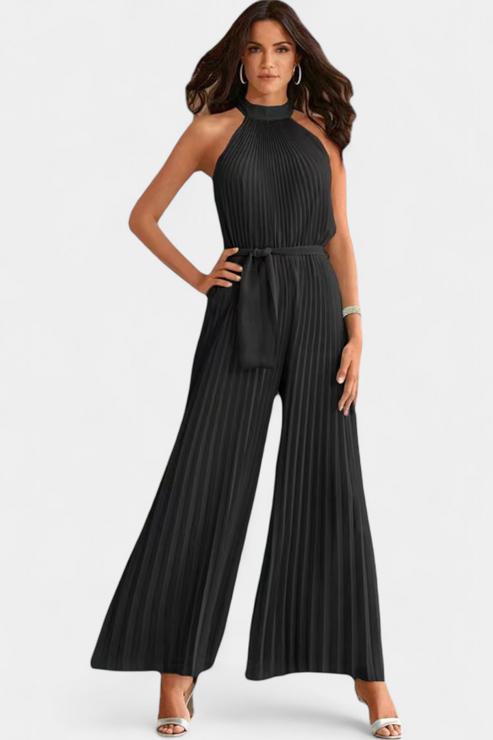 Patrizia Halter Neck Pleated Palazzo Jumpsuit – women&