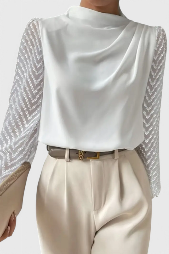 Zaraa Sheer Sleeve Fluid Blouse – women&
