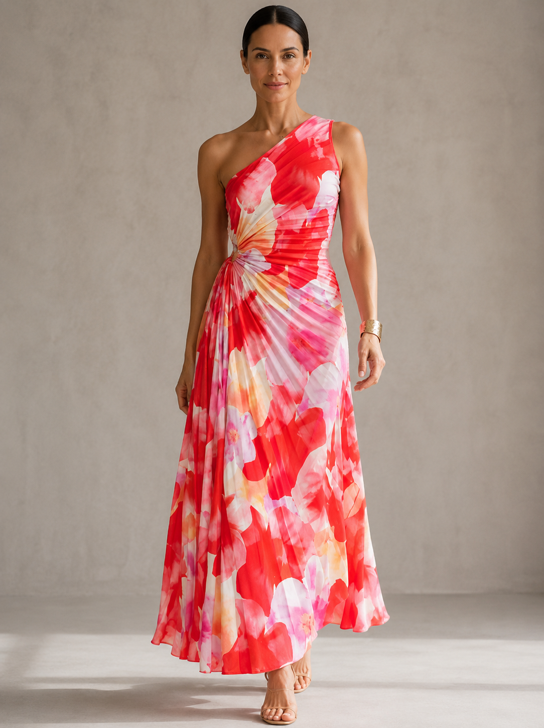Yanira One Shoulder Pleated Dress – women's wedding guest