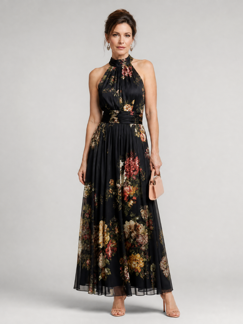 Sior Floral Halter Neck Midi Dress – women's dresses