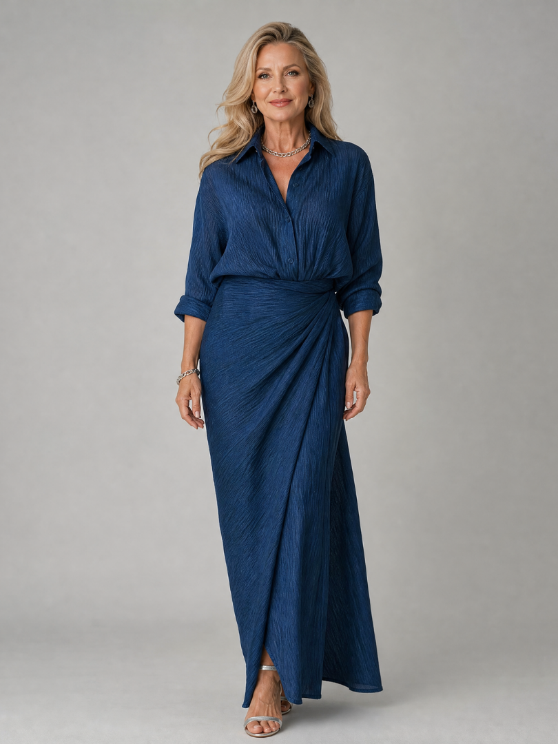 Mirque Long Sleeve Wrap Front Maxi Dress – women's dresses