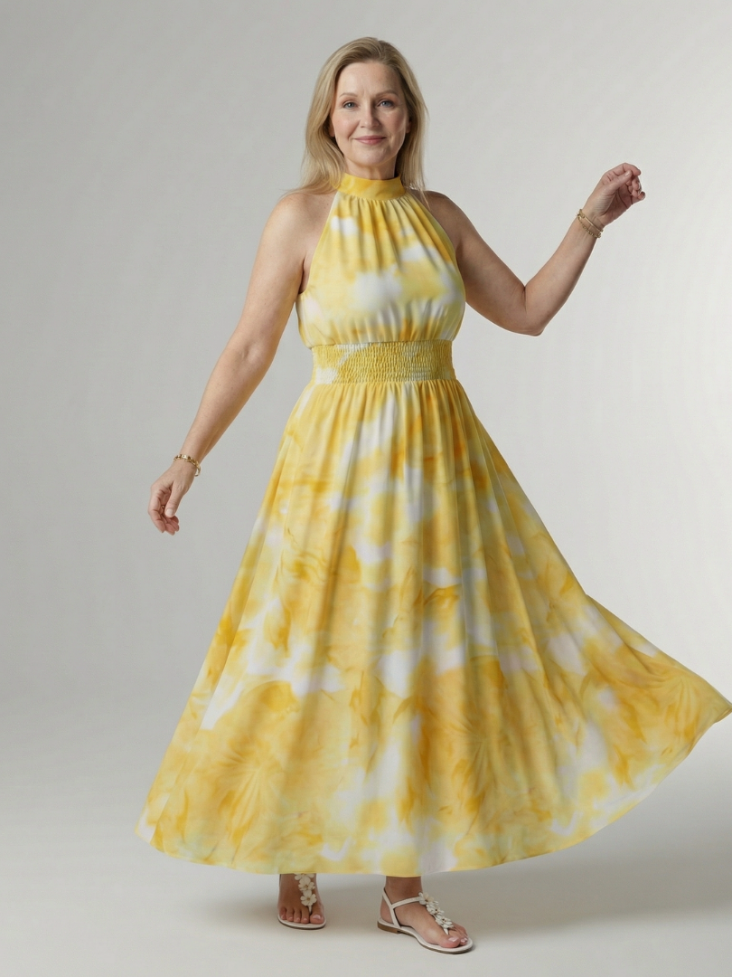 Sylin Gathered Halter Midi Dress – women's dresses