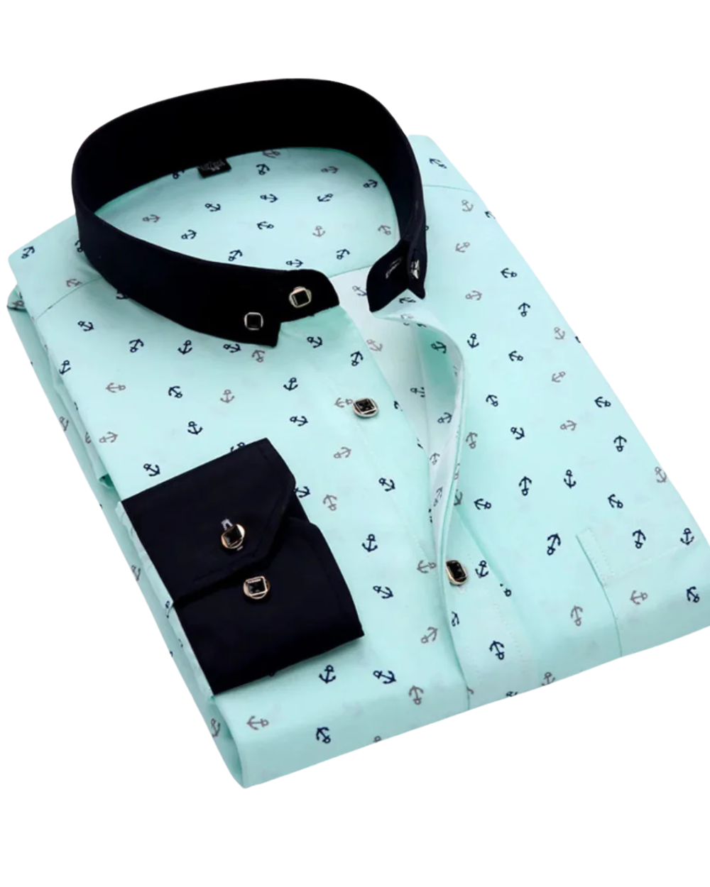 White with Navy Anchor Print / 4XL