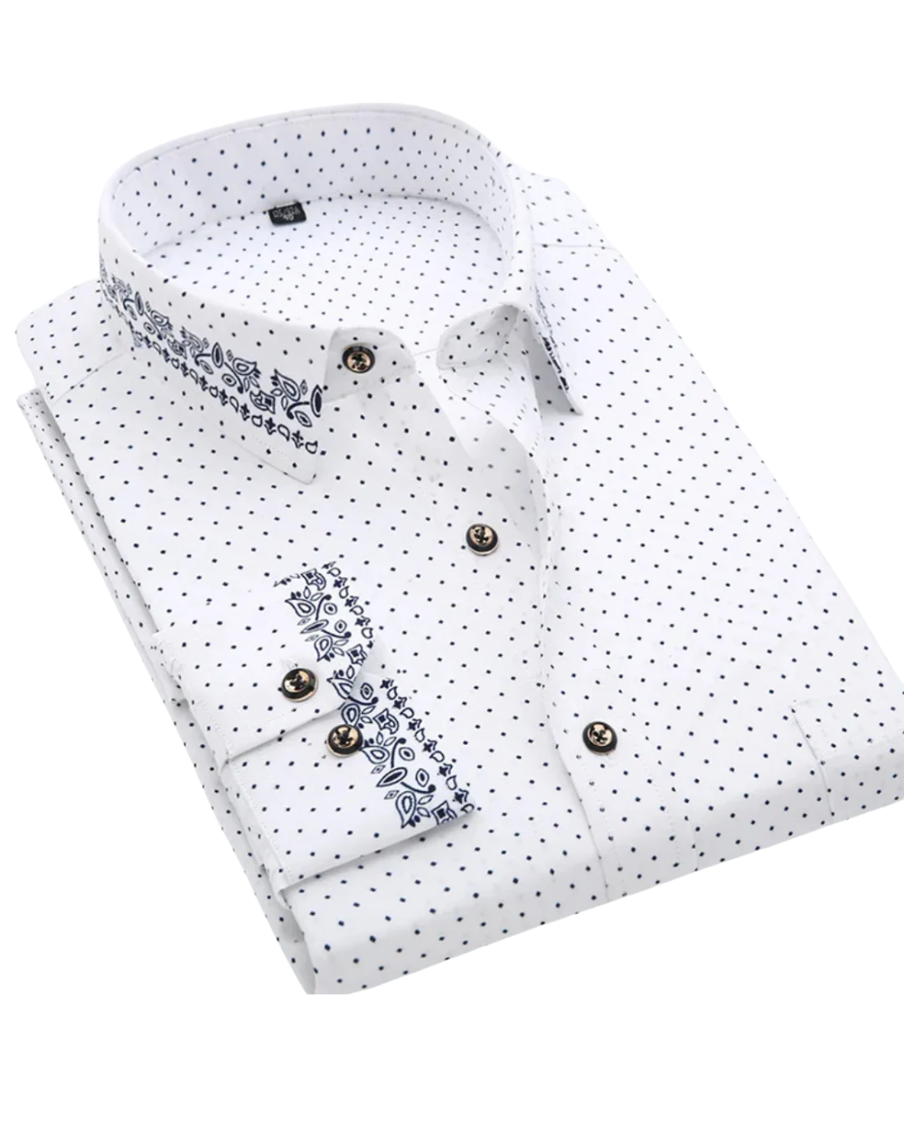 White with Navy Dots & Embroidery / 4XL