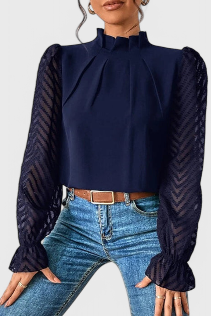 Helga Nautical Blouse Featuring Elegant Accents – women's shirts
