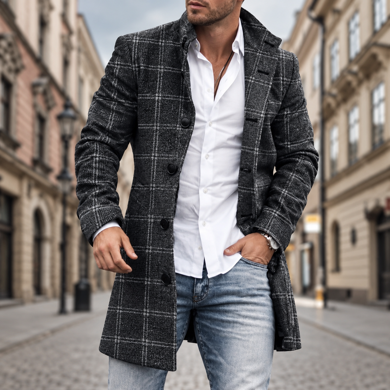 Light Grey Check / 4XL