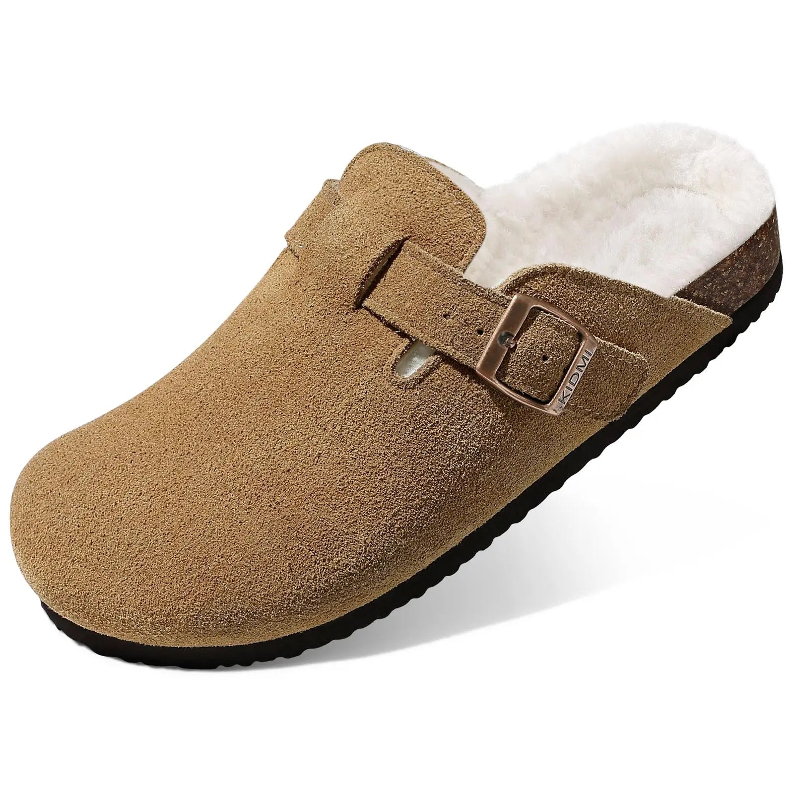 Siena men's fur-lined suede clog in Tan
