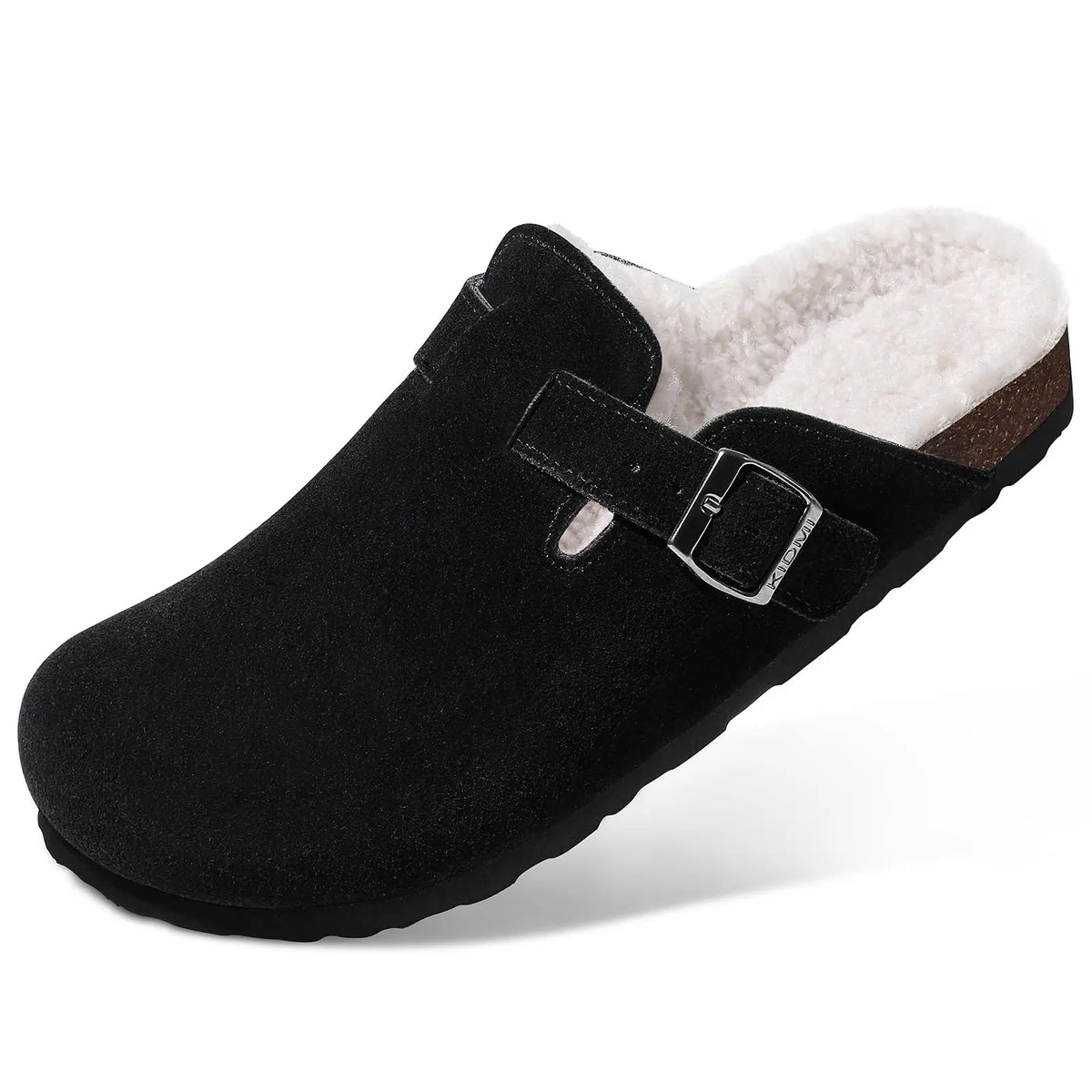 Siena men's fur-lined suede clog in Black