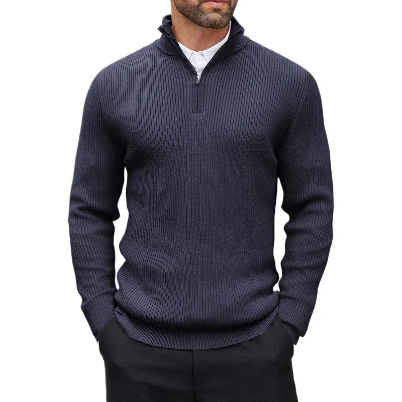 Positano quarter-zip knit jumper in navy