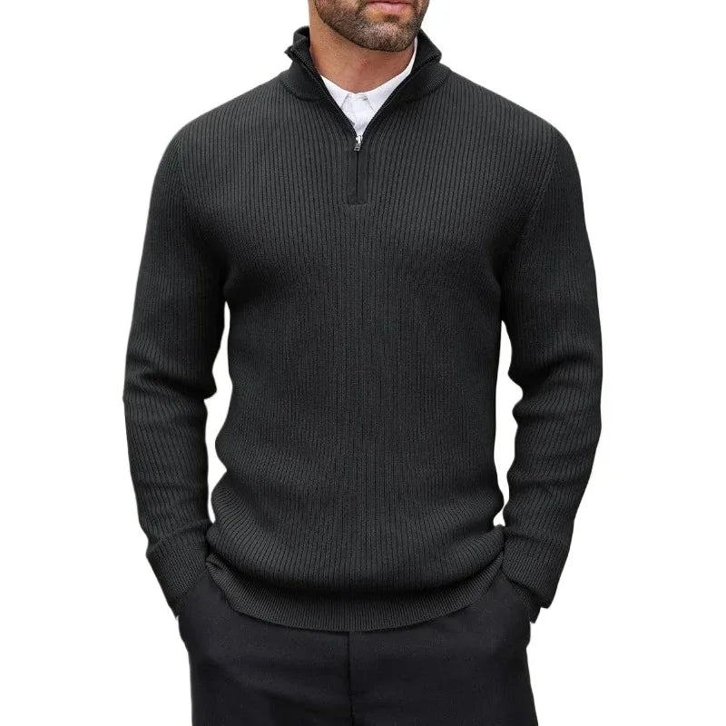 Positano quarter-zip knit jumper in black