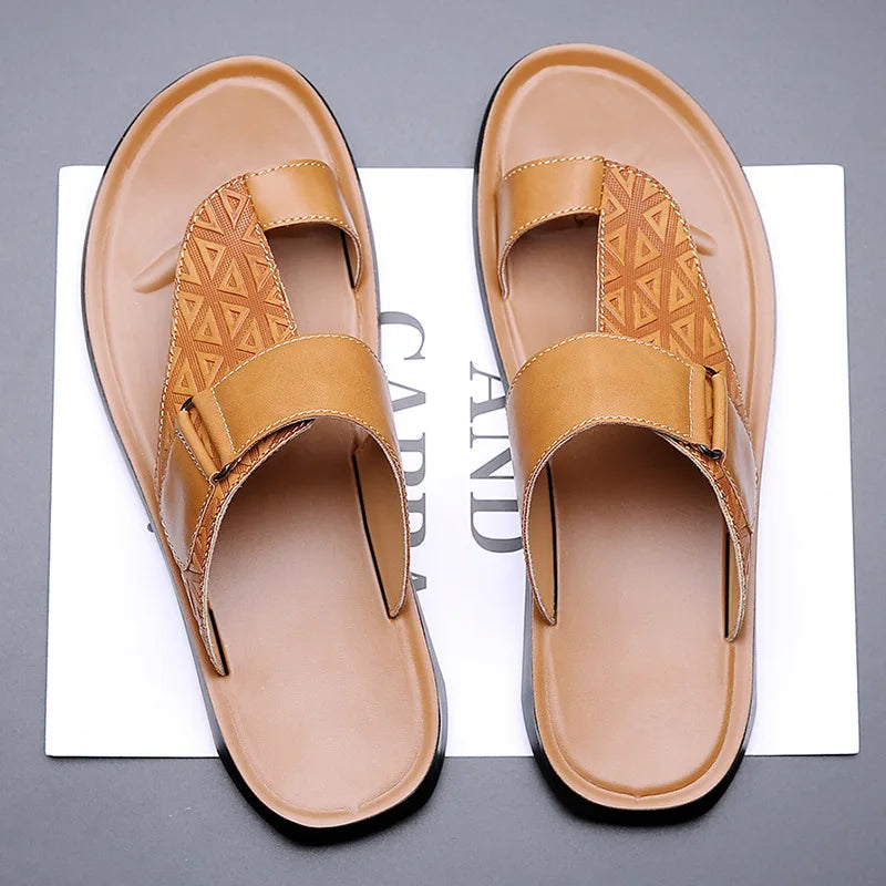 Coogee men's toe-loop leather sandals in White, alternate view