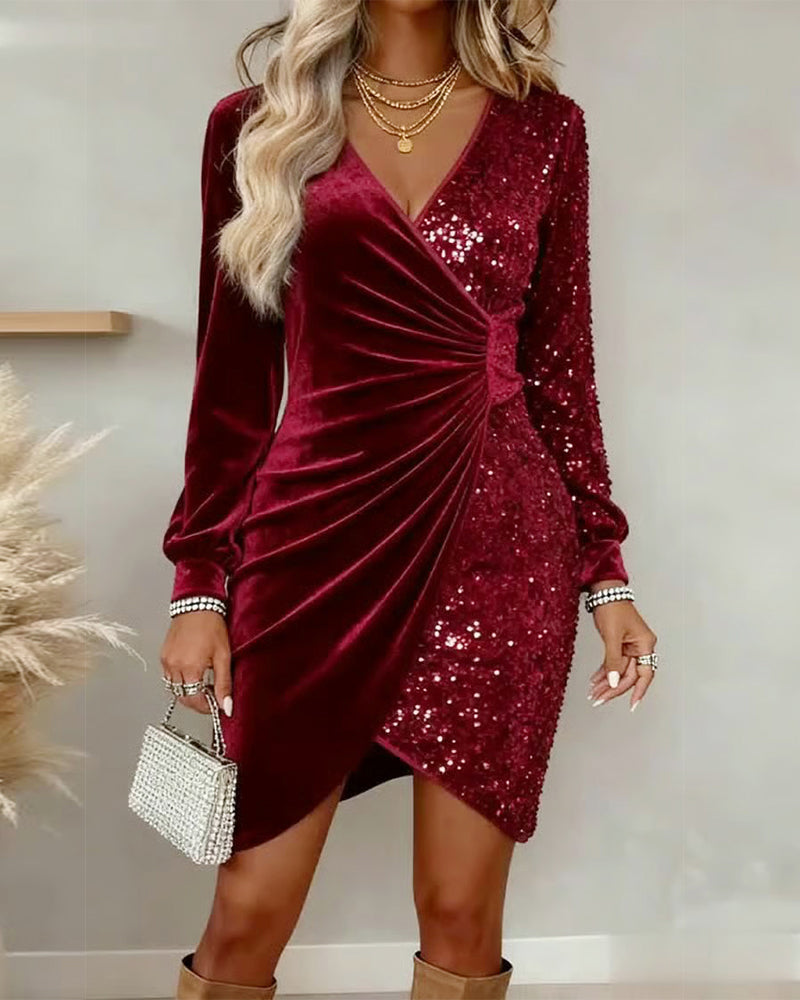 BRIAR SHIMMERING V NECK MIDI DRESS – women's dresses