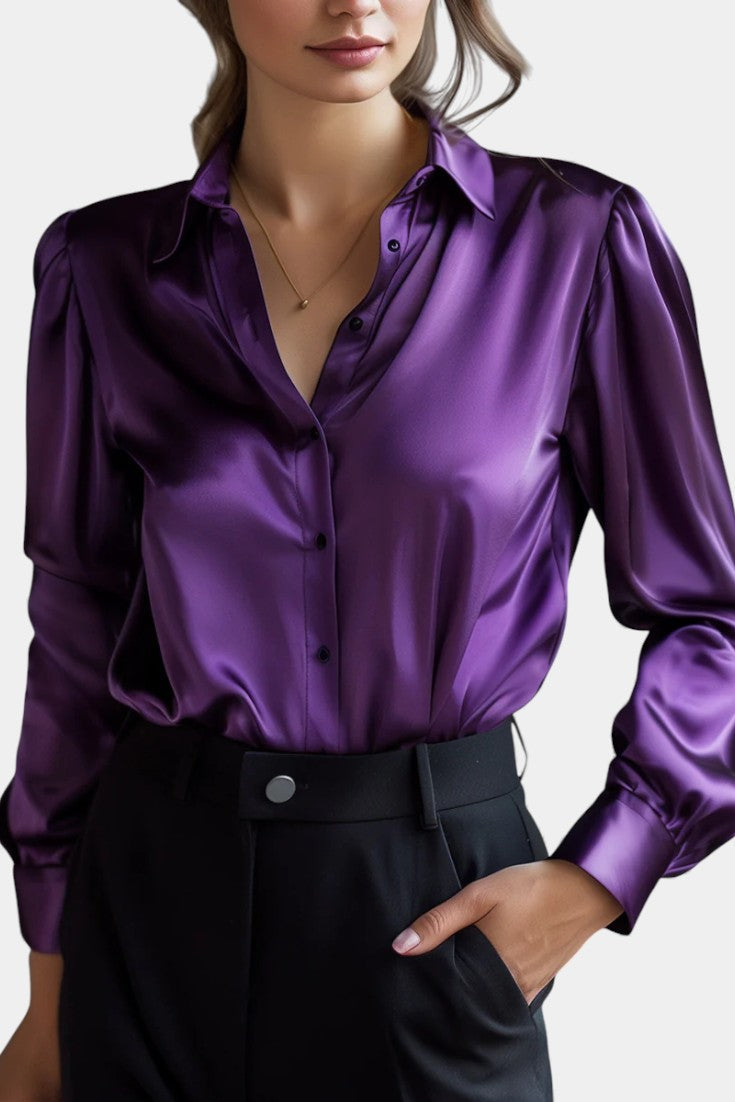 Alida Chic Long Sleeve Satin Blouse – women's shirts, view 6