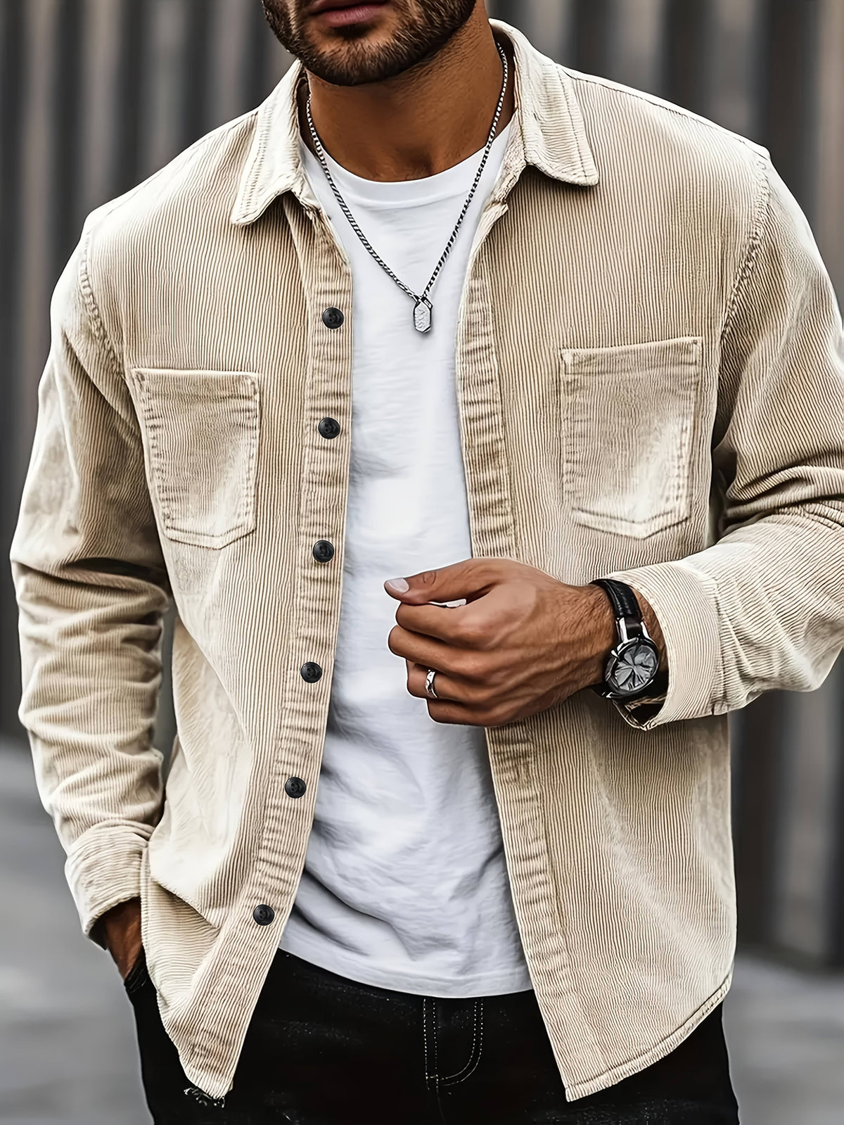 Men's corduroy cardigan, alternate view