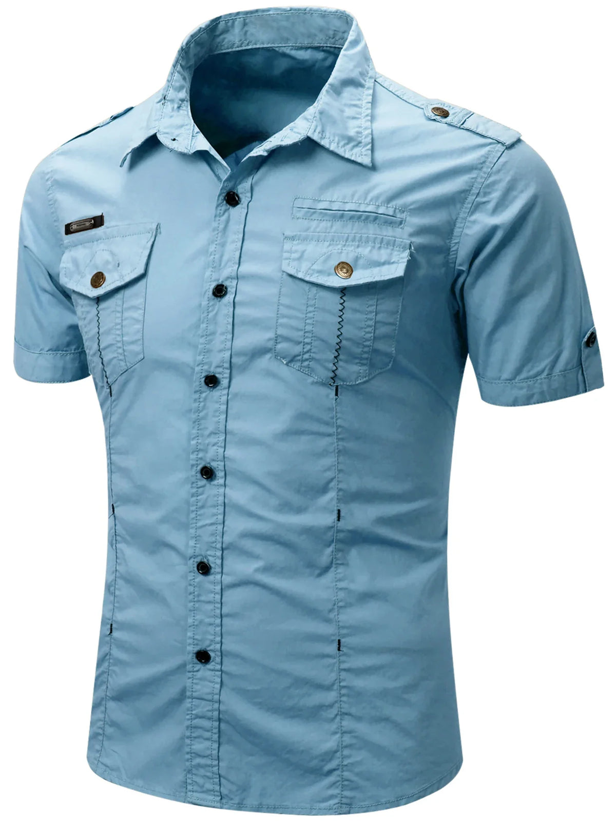 Men's cotton cargo shirt, view 9