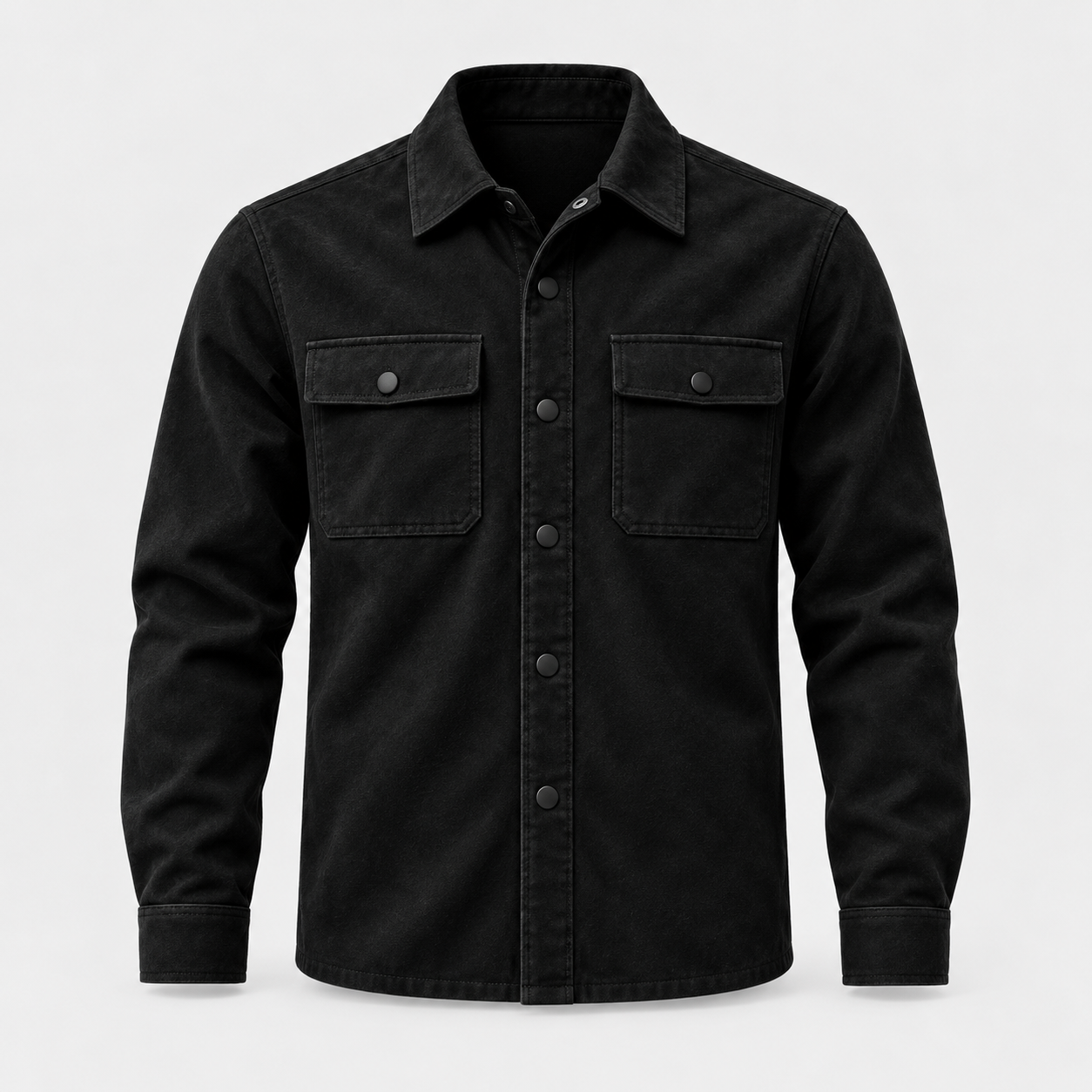 Ashton Suede Overshirt - Midnight Black