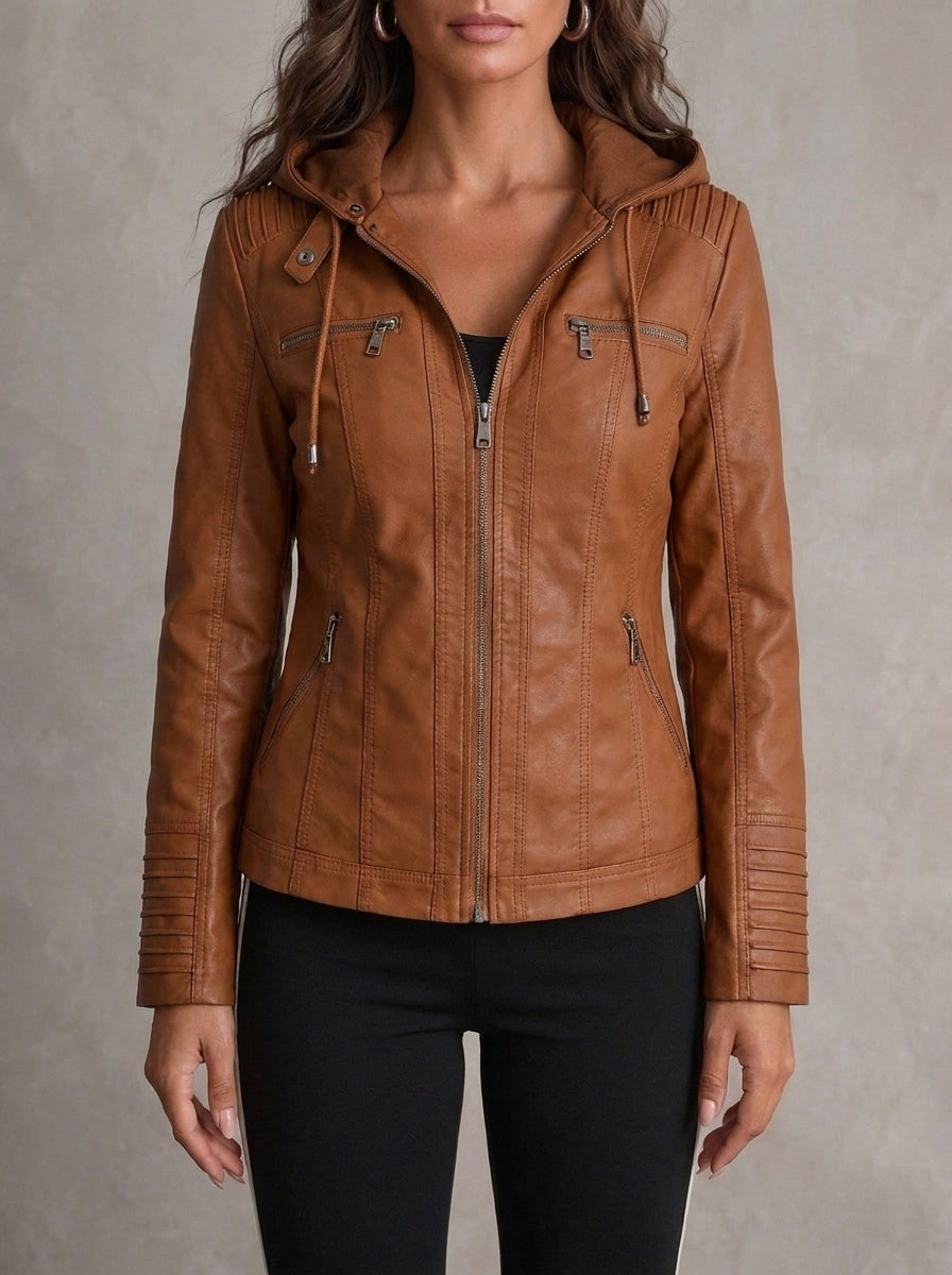 Milano Classic Leather Jacket in Light Brown