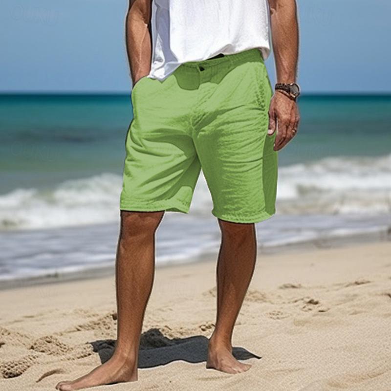 Luigi men's elegant linen shorts, view 4