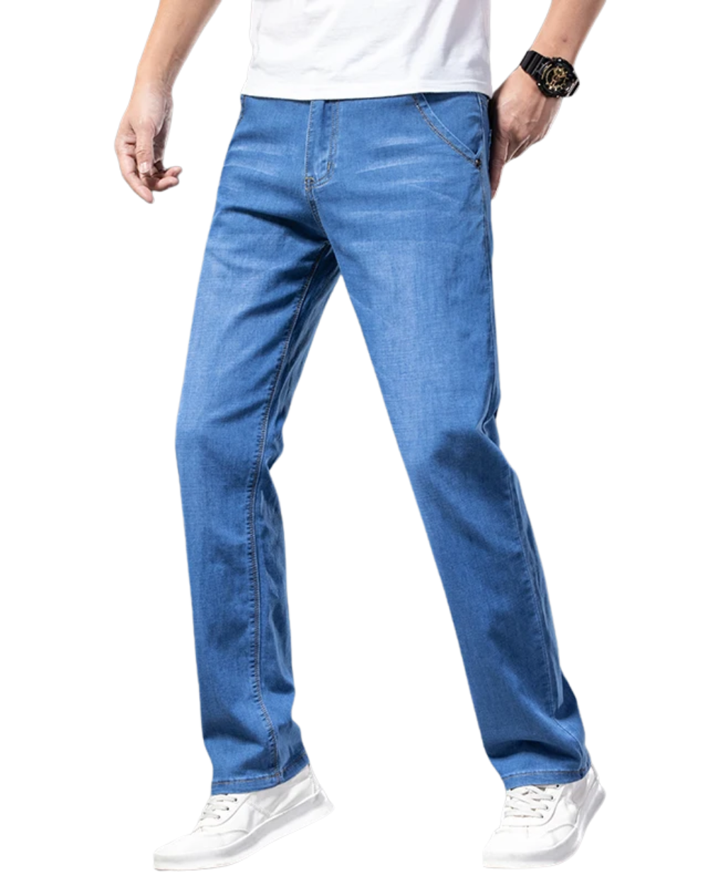 Straight men's denim jeans, view 4