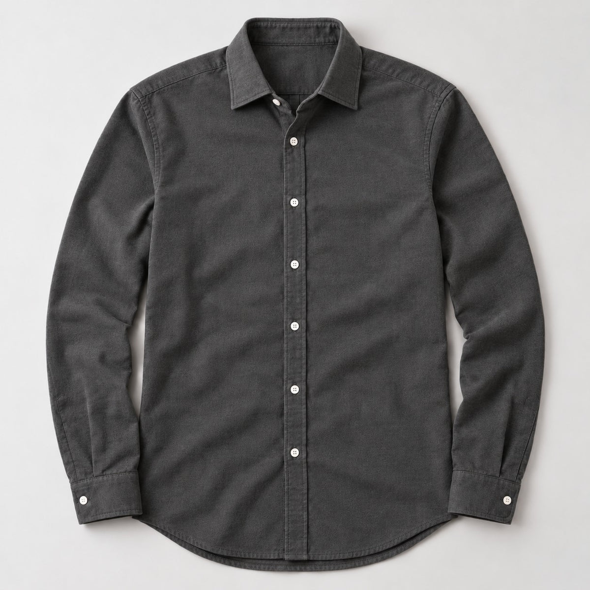 Bergamo Brushed Cotton Shirt - Charcoal Gray
