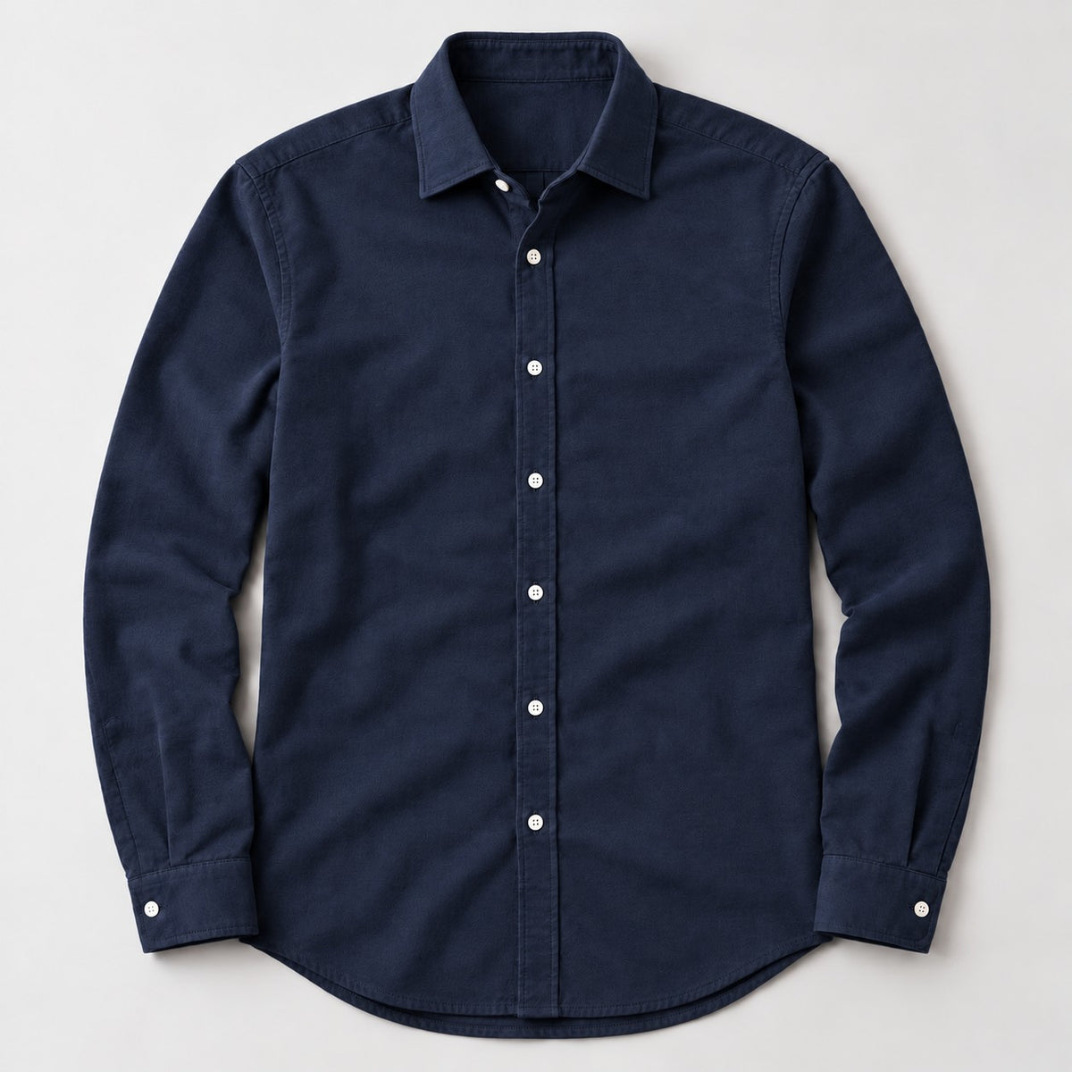 Bergamo Brushed Cotton Shirt - Midnight Navy