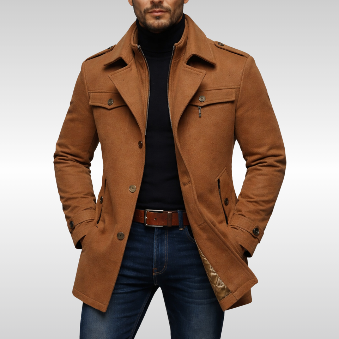 Luigi men's elegant wool coat, view 4
