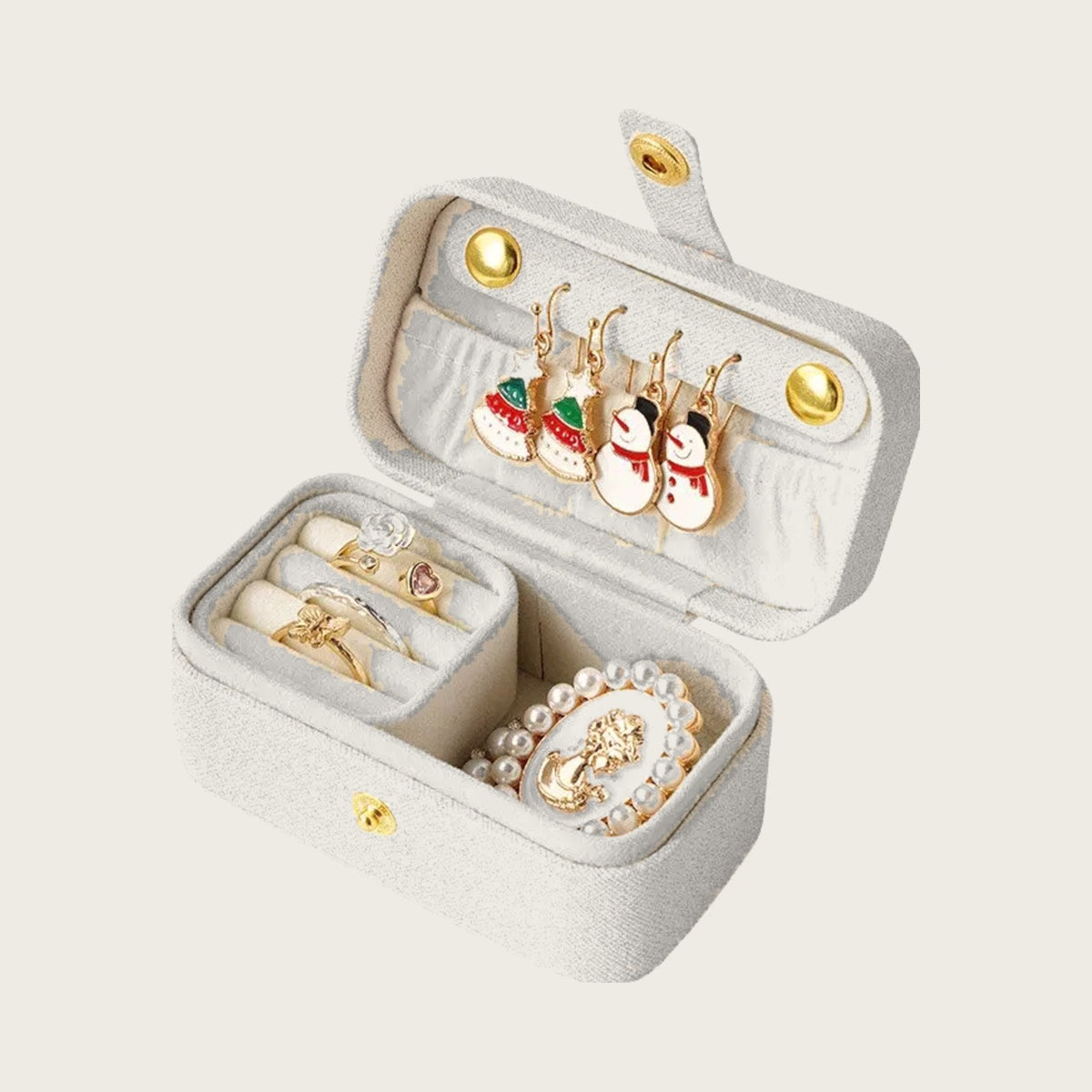 Gioia Travel Jewelry Case in Ivory