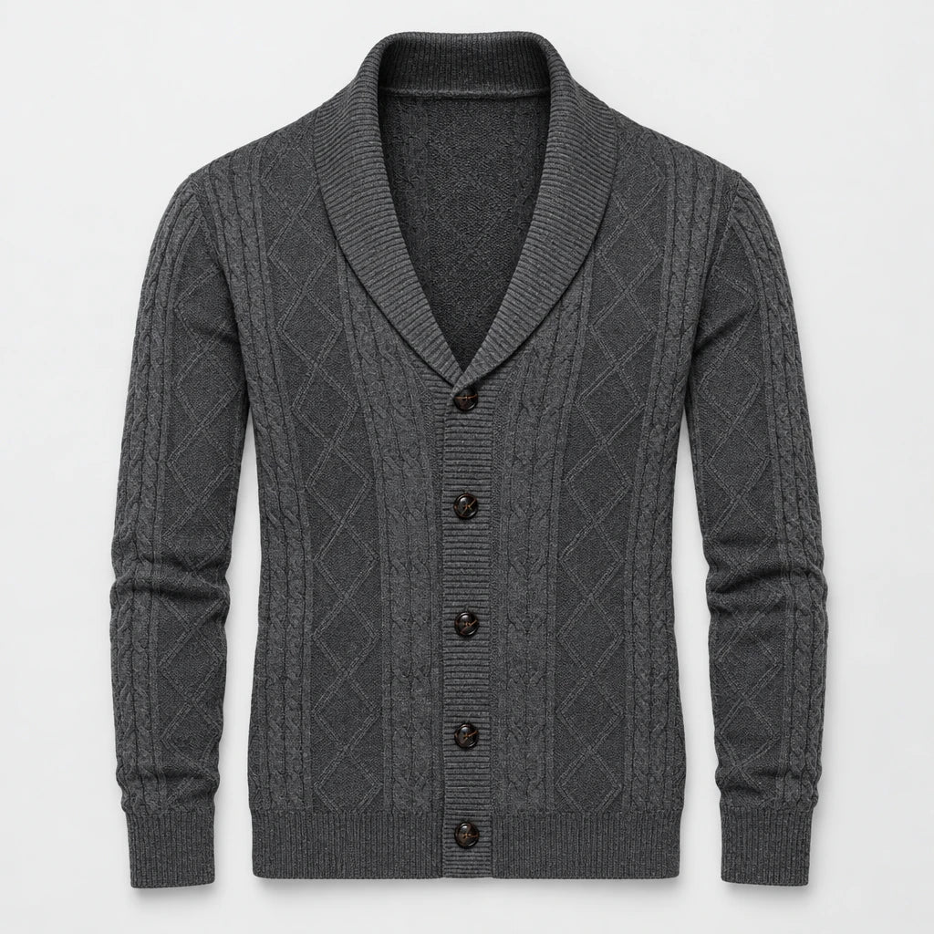 Bradford Cable Knit Cardigan - Charcoal Gray