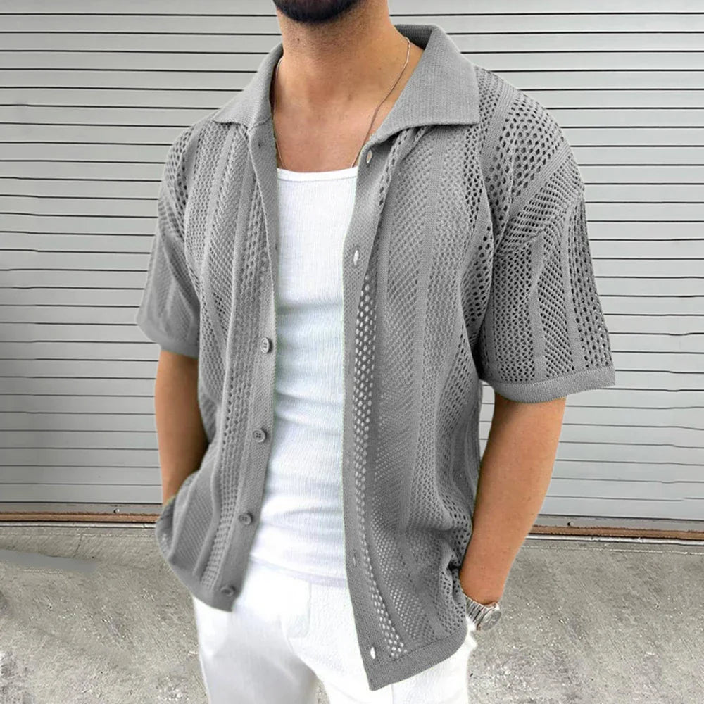 Men's elegant knit shirt, alternate view