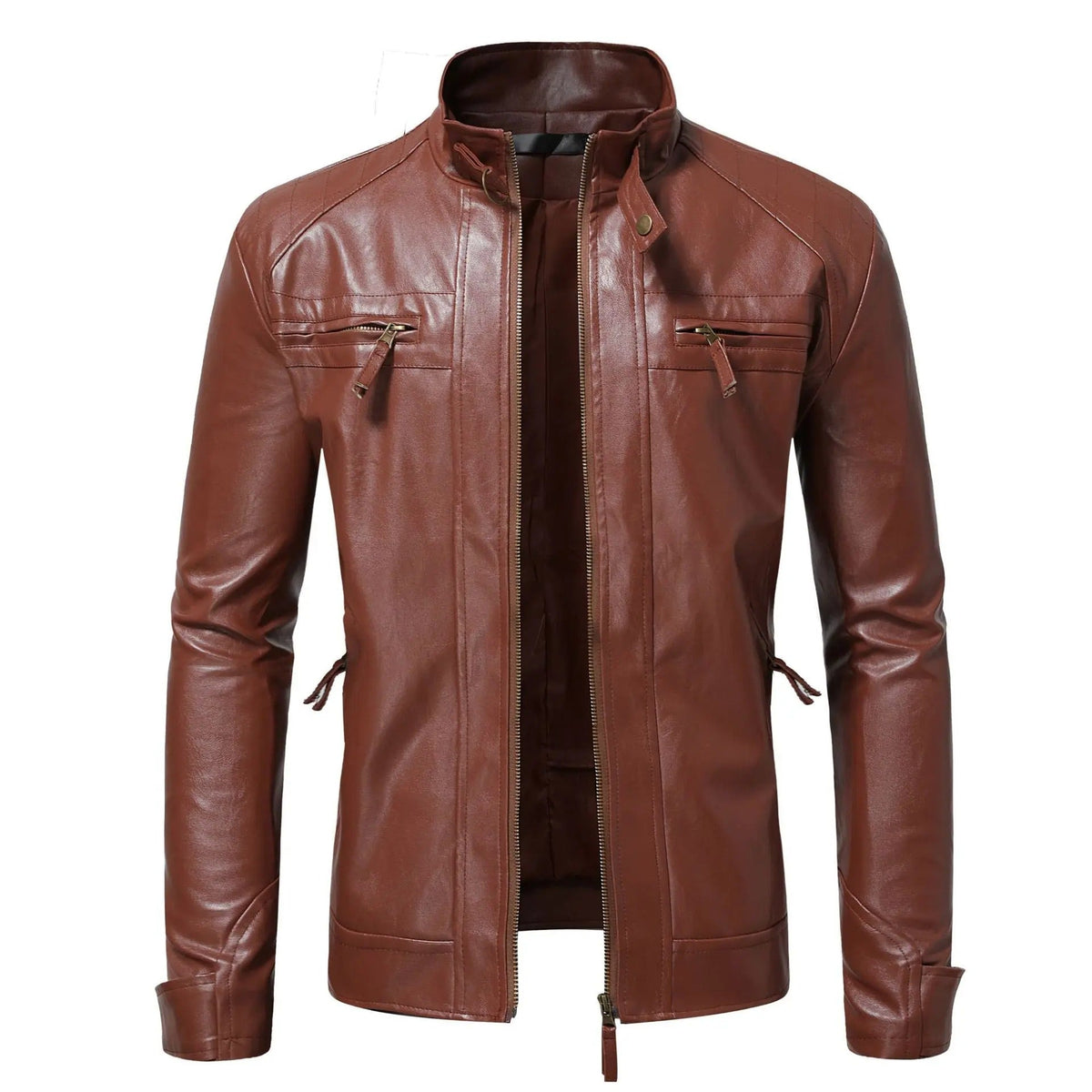 Men's elegant leather jacket, alternate view