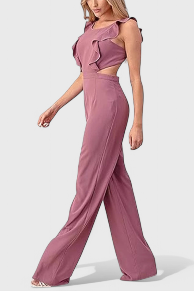 Chantal Cut Out Sleeveless Jumpsuit with Wide Leg Design – women's jumpsuits, view 4