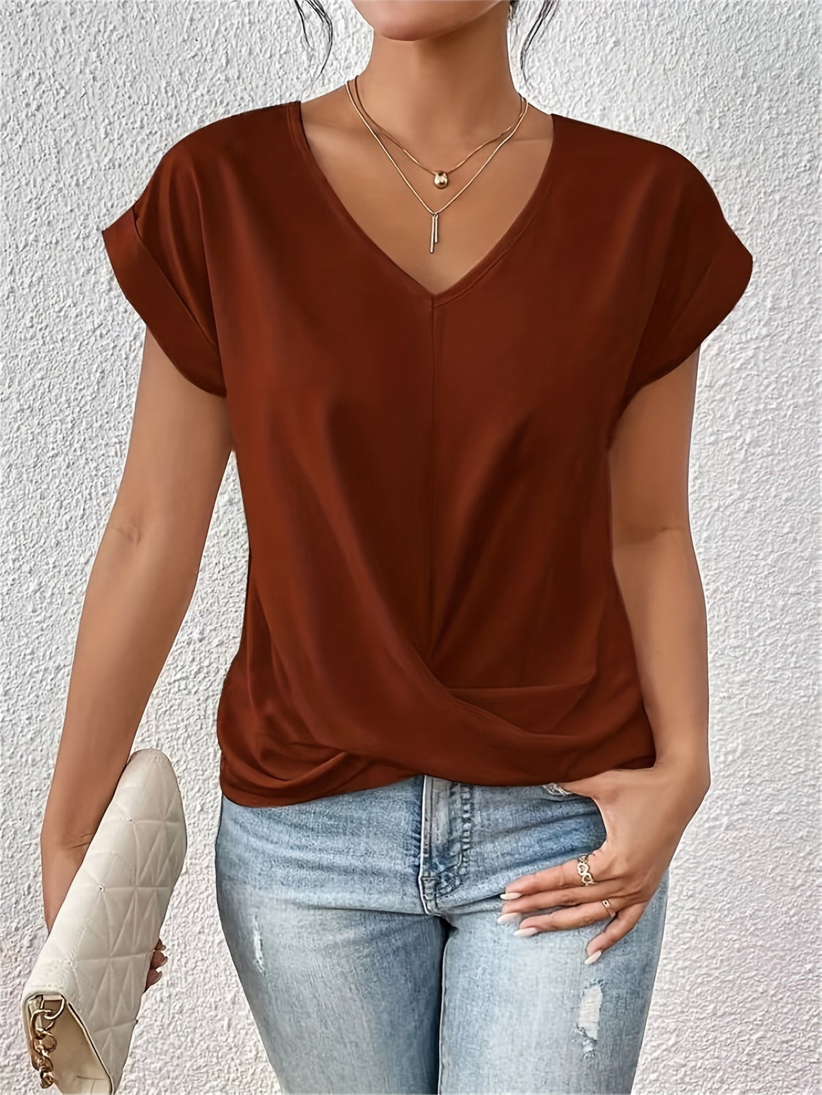 Cleo Casual T shirt with Sweetheart Neckline – women's t-shirts, view 3