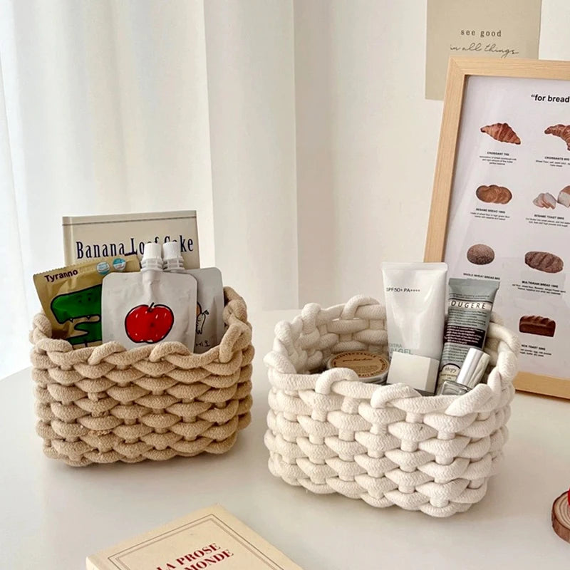Cotone cotton rope baskets on a shelf
