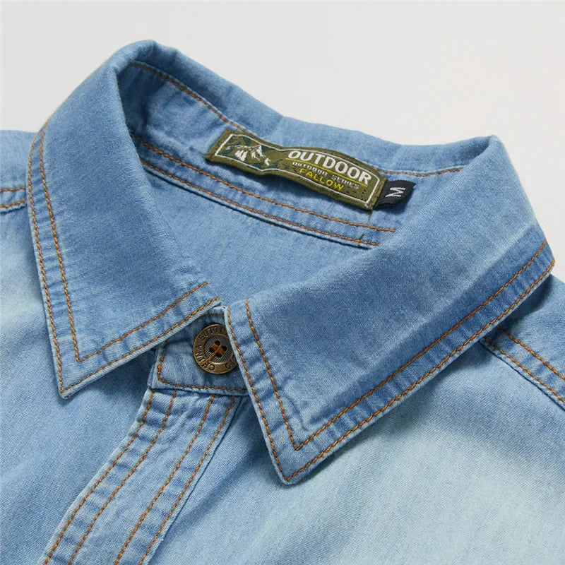 Dante men's elegant denim shirt, view 4