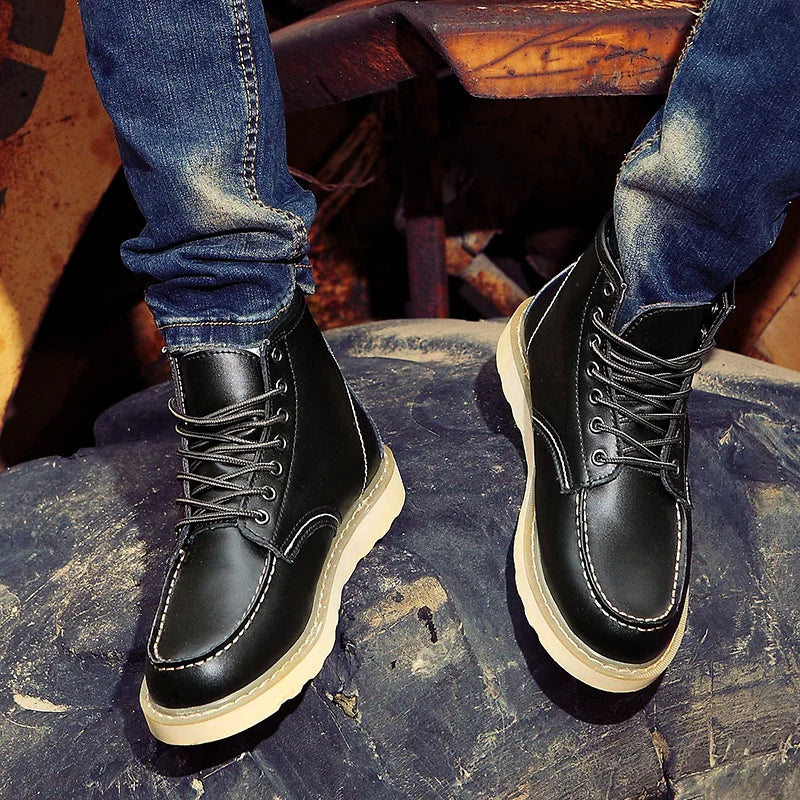 Paolo men's retro leather boots, view 6