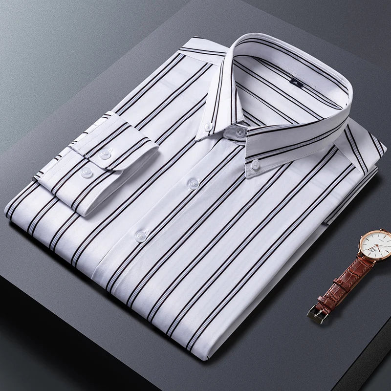 Men's elegant striped shirt, alternate view