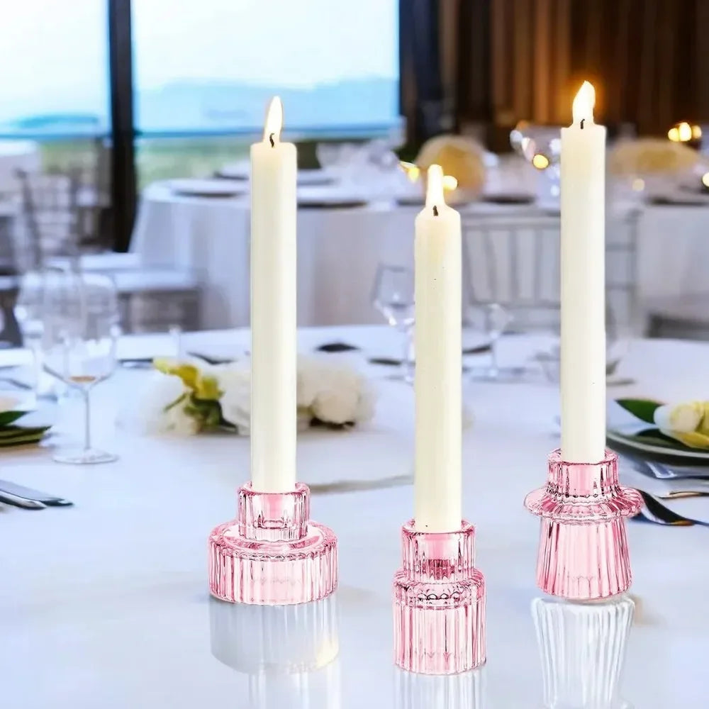 Doppio holders with pink taper candles
