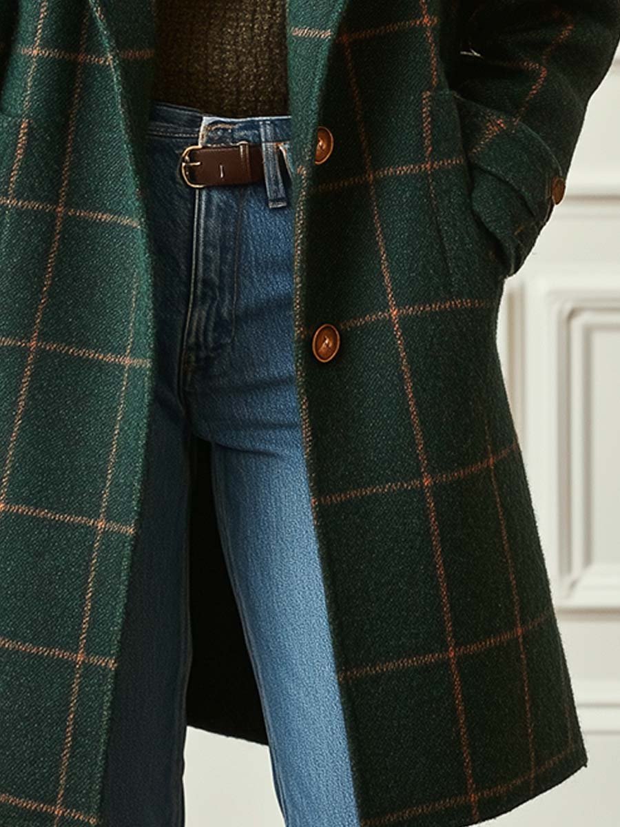 Evelyn women's plaid wool coat, additional view