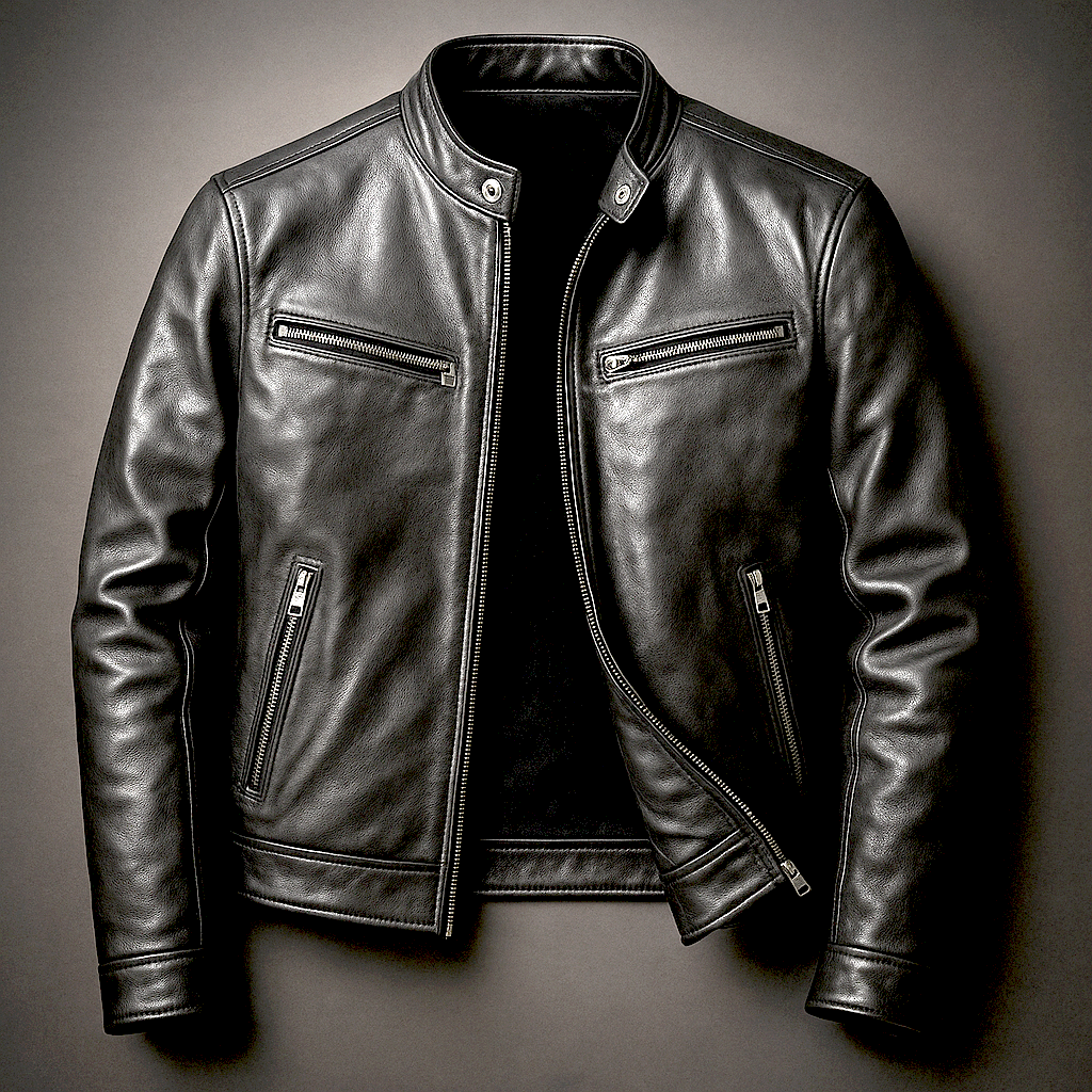 Vittorio men's vintage leather jacket, alternate view