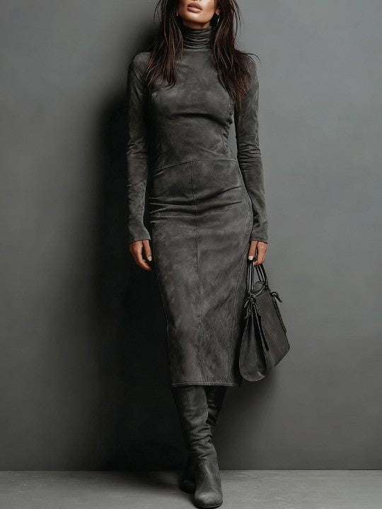 Feliza women's suede midi dress, alternate view