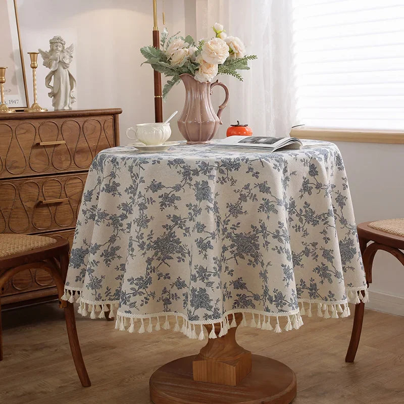 Fiorentina floral tablecloth on a round table
